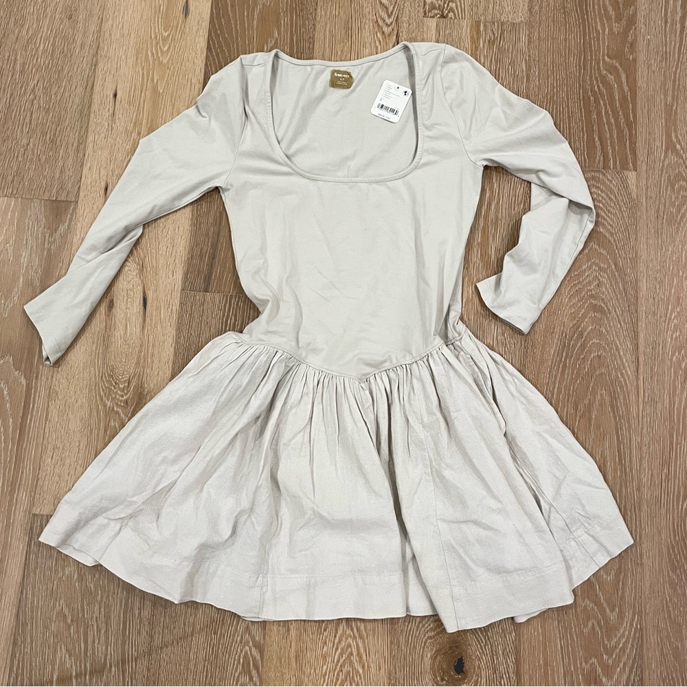 Free People Cream Long Sleeve Workout Dress